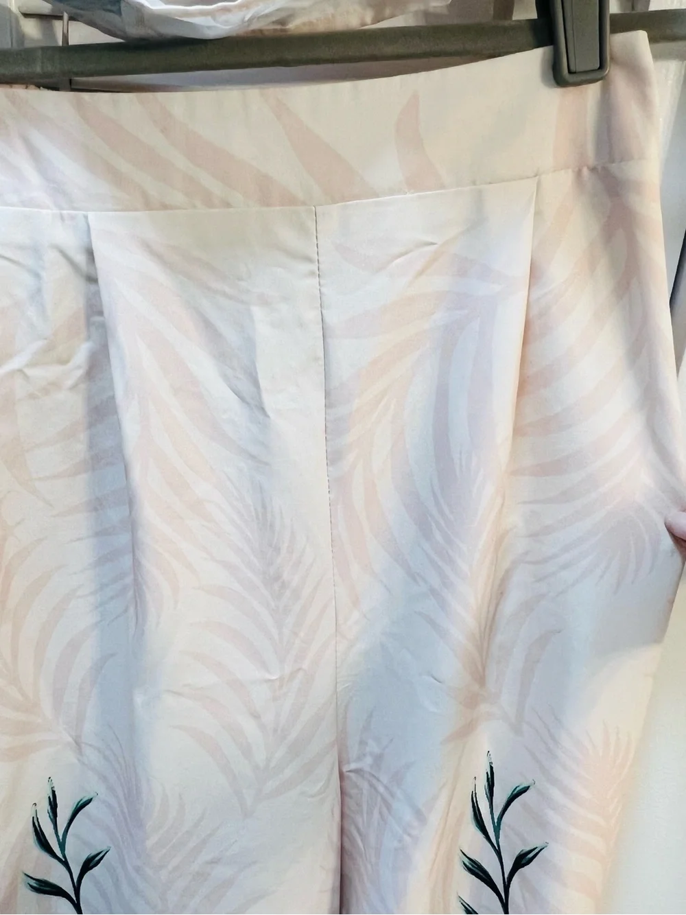 SHEIN Cream Floral Two-Piece Crop Top & Wide Leg Pants Set